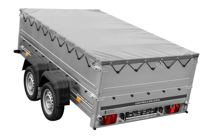 Tweeassige aanhanger 264x150 UNITRAILER GARDEN 265/2 KIPP met BIS-zijwanden, H-0 frame en grijze afdekking