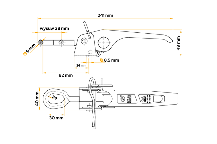 STEELPRESS ZB-03 zijkoppeling voor excentrische vergrendeling van de aanhangwagenzijde
