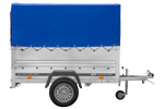 Tuinaanhanger 200 Kipp met neuswiel, BIS zijkanten, H-800 frame en blauwe hoes