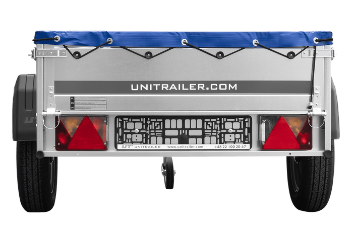 Tuinaanhanger 200 Kipp met neuswiel, H-0 frame en blauw dekzeil