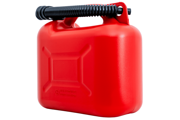 10L HERMON kunststof jerrycan met trechter, rood