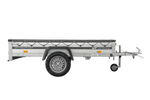 Enkelassige aanhanger met aluminium zijwanden 230x125 Unitrailer Garden 230 KIPP ALU met H-0 frame en grijze afdekking