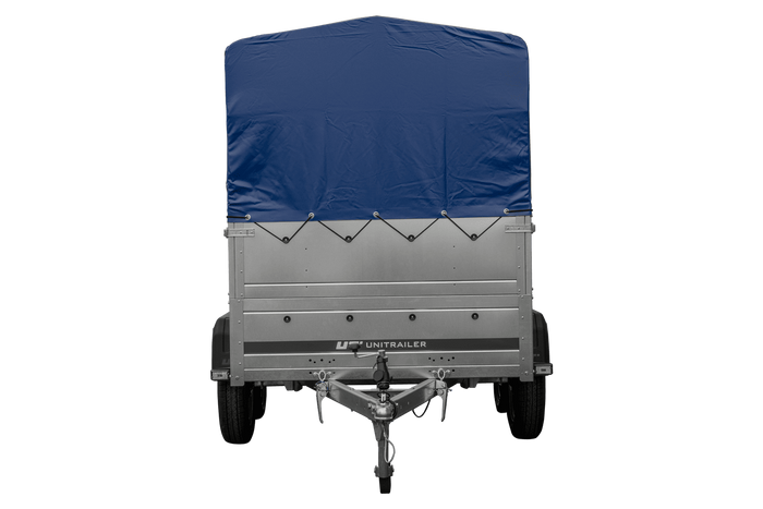 Twee-assige aanhanger 264x125 UNITRAILER GARDEN 264/2 KIPP met BIS zijwanden, H-800 frame en blauwe kap