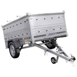 Enkelassige aanhangwagen op veren 230x125 UNITRAILER GARDEN 230/R KIPP met BIS zijwanden en aluminium afdekplaat
