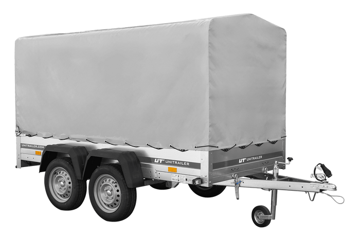 Tweeassige aanhanger 264x125 UNITRAILER GARDEN 264/2 KIPP met H-1100 frame en grijze huif