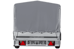 Enkelassige aanhangwagen op veren 264x125 UNITRAILER GARDEN 264/R KIPP met H-800 frame en grijs zeil