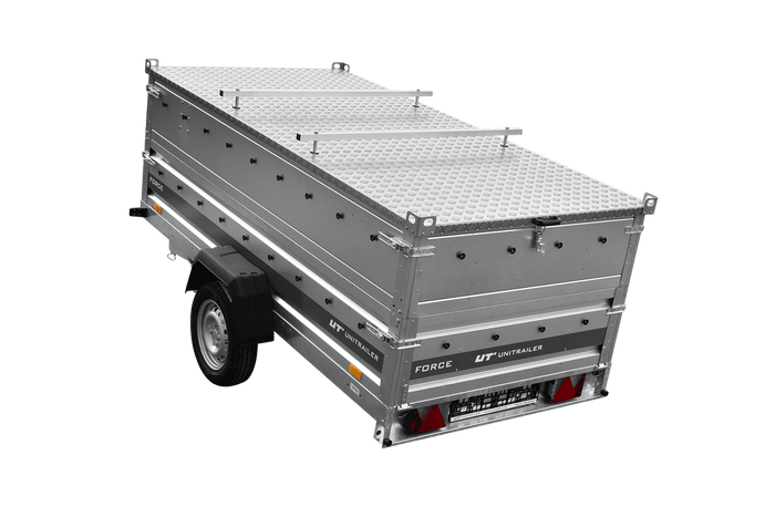 Enkelassige aanhanger 264x125 UNITRAILER FORCE 264 KIPP met BIS-zijwanden en aluminium afdekking