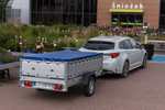 Enkelassige aanhanger met aluminium zijwanden 264x125 Unitrailer Garden 264 KIPP ALU met BIS-zijwanden, H-0 frame en blauwe afdekking