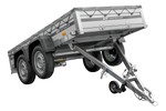 Tweeassige aanhanger met aluminium zijwanden 264x125 Unitrailer Garden 264/2 KIPP ALU met H-0 frame en grijze afdekking