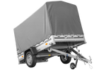 Autoaanhanger met aluminium zijwanden 230x125 Unitrailer Garden 230 KIPP ALU met H1100 frame en grijze afdekking