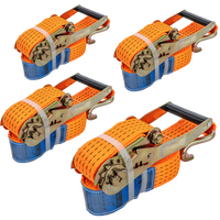 Set van vier UNITRAILER 4m/50mm/5t oranje transportbanden met spaninrichting