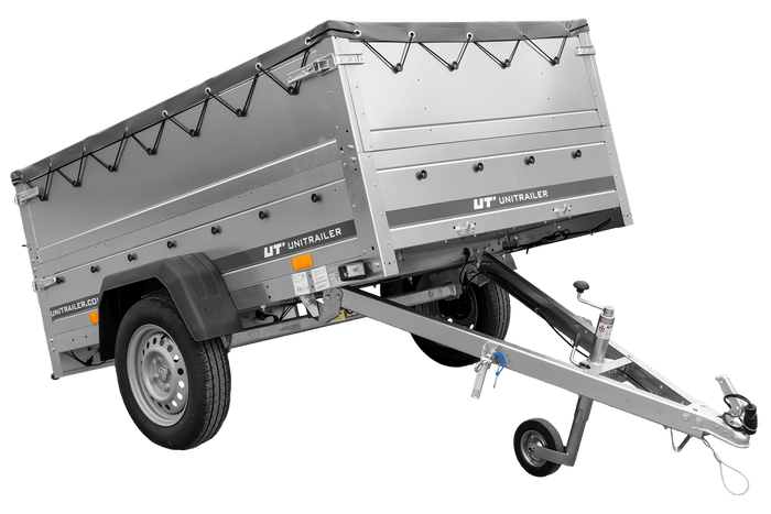Lichte aanhanger 200x125 UNITRAILER GARDEN 201 KIPP met BIS-zijwanden en grijze afdekking