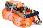 Set van vier UNITRAILER 10m/50mm/5t oranje transportbanden met spaninrichting