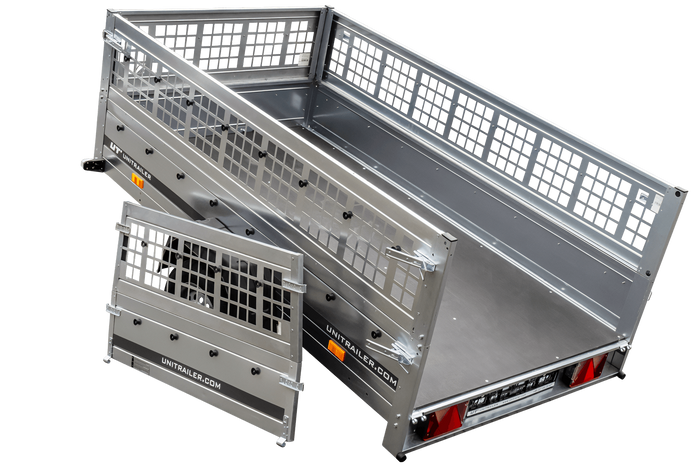 Lichte aanhanger 230x125 UNITRAILER GARDEN 230 KIPP met zijwanden van gaas