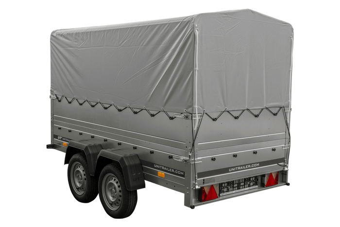Twee-assige aanhanger 264x125 UNITRAILER GARDEN 264/2 KIPP met BIS zijwanden, H-800 frame en grijze kap