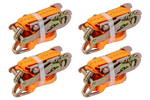 Set van vier UNITRAILER 3m/25mm/1t oranje transportbanden met spaninrichting