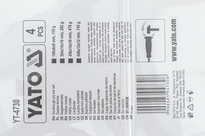 YATO YT-4730 koevoeten met handvat, set van 4.
