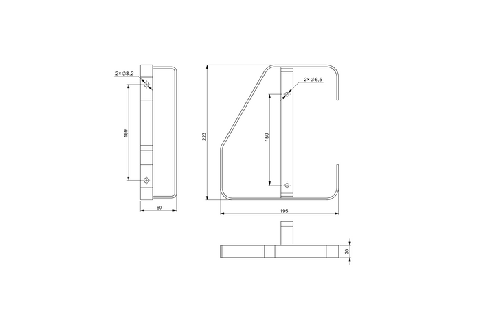 Metalen zijframe voor hoeklampen HORPOL TRM00935 links