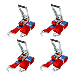 Set van vier UNITRAILER 4m/50mm/5t rode transportbanden met spaninrichting