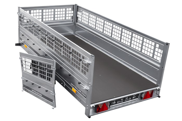 Enkelassige aanhanger 264x125 UNITRAILER GARDEN 264 KIPP met gaaswanden