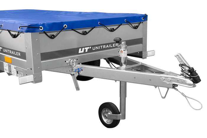 Tuinaanhanger 200 Kipp met neuswiel en blauwe platte hoes