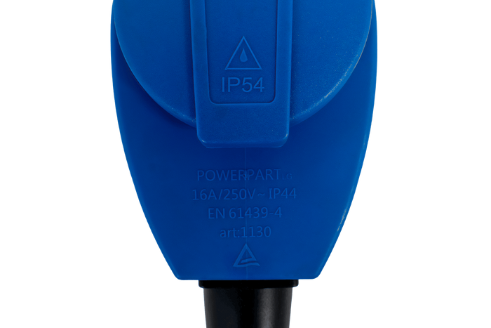 MANTES 2P+E haakse CEE-stekker met extra stopcontact 16A 230V