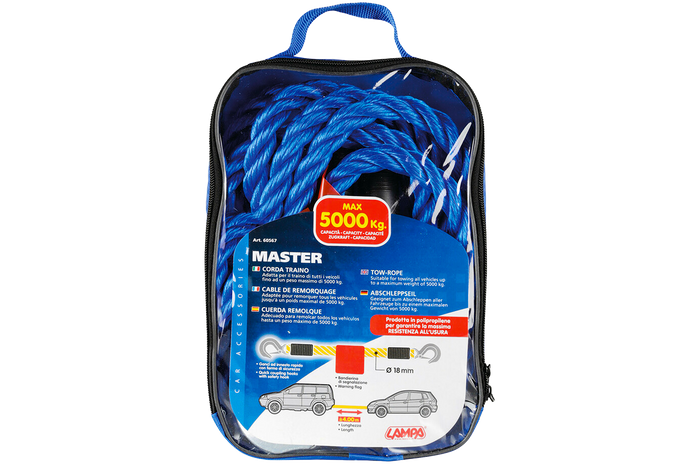 Sleepkabel met haken LAMP sleepband 4m/18mm/5t blauw