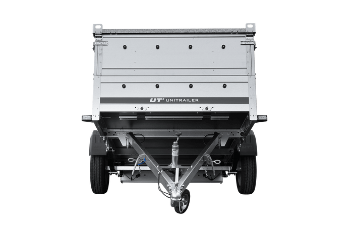 Enkelassige aanhangwagen op veren 264x125 UNITRAILER GARDEN 264/R KIPP met BIS zijwanden en aluminium afdekplaat