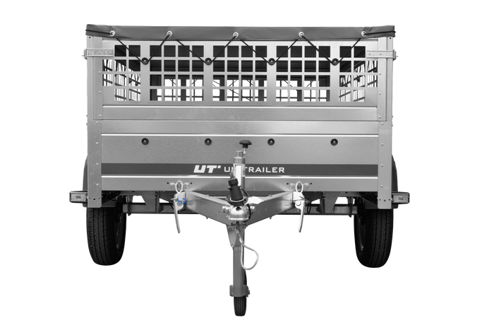 Autoaanhanger 200x125 UNITRAILER GARDEN 201 KIPP met gaaswanden, H-0 frame en grijze afdekking