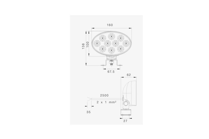 ASPÖCK 38-8200-007 LED-achteruitrijlamp ovaal universeel