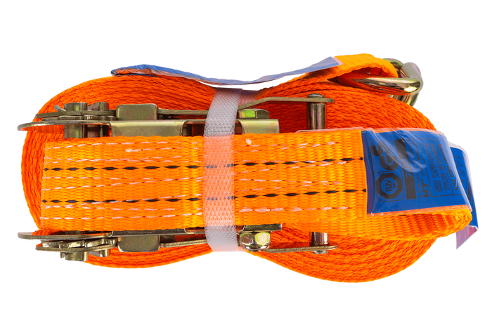 Set van vier UNITRAILER 10m/35mm/2t oranje transportbanden met spaninrichting