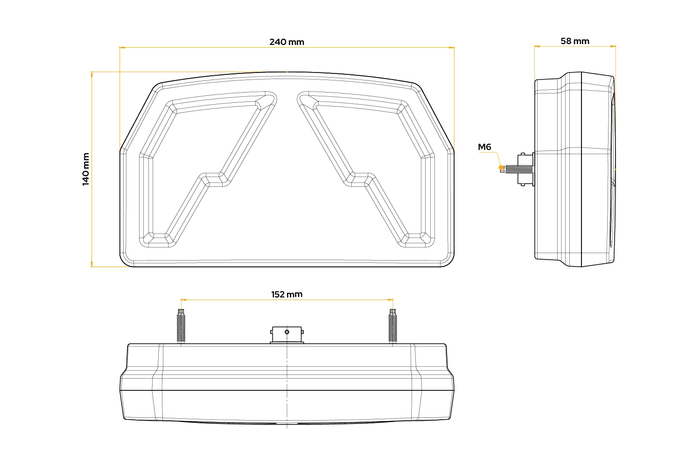 Achterlicht FRISTOM FT-372 LED 6 functies rechts
