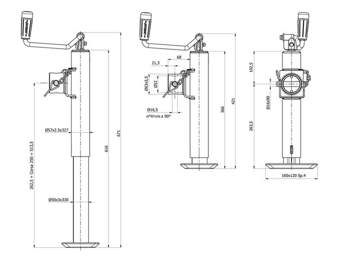 SIMOL S.170033 krukassteun voor aanhanger van 1300 kg