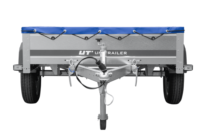 Lichte aanhanger 200x125 UNITRAILER GARDEN 201 KIPP met blauwe afdekking