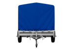 Autoaanhanger met aluminium zijwanden 264x150 Unitrailer Garden 265 KIPP ALU met H-1100 frame en blauwe afdekking