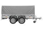 Tweeassige aanhanger met aluminium zijwanden 264x125 Unitrailer Garden 264/2 KIPP ALU met H-800 frame en grijze afdekking