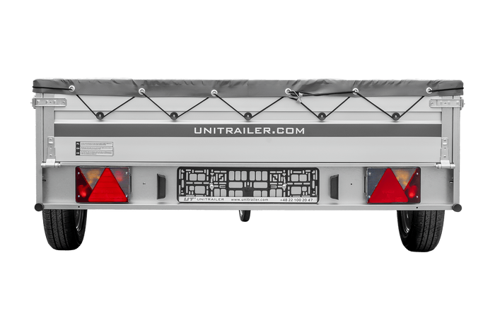 Autoaanhanger met aluminium zijwanden 264x150 Unitrailer Garden 265 KIPP ALU met H-0 frame en grijze afdekking