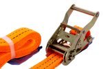 Set van vier UNITRAILER 3m/35mm/2t oranje transportbanden met spaninrichting