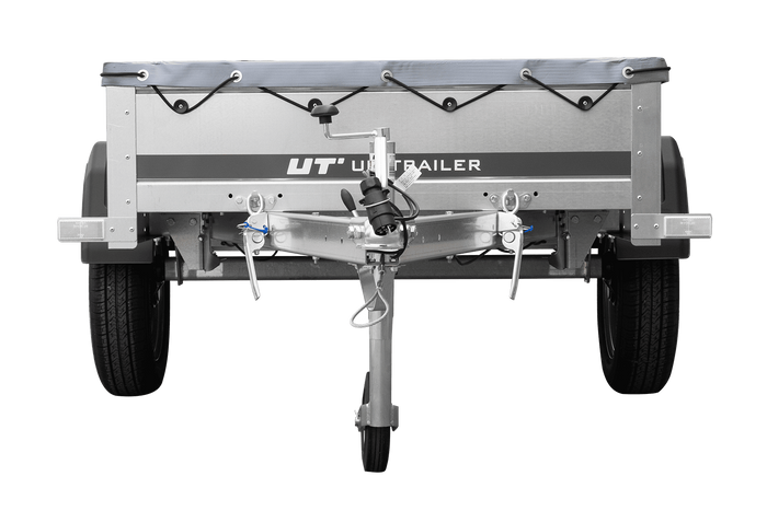 Enkelassige aanhanger 200x106 UNITRAILER GARDEN 200 KIPP met H-0 frame en grijze afdekking