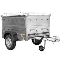 Enkelassige aanhangwagen 150x106 UNITRAILER GARDEN 150 KIPP met opzetborden en aluminium deksel