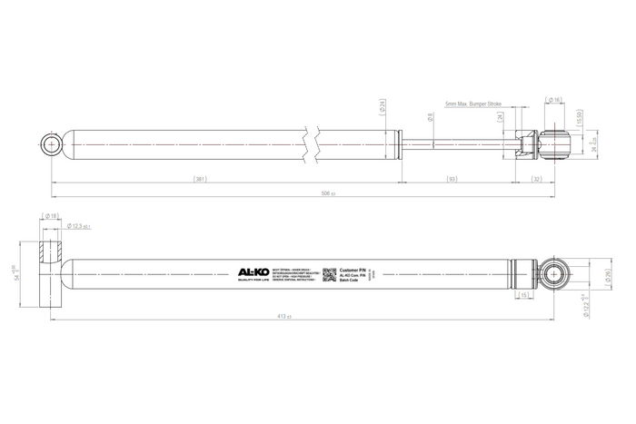 Schokdemper voor de AL-KO 161S oplooprem/rem voor een aanhanger van 1600 kg
