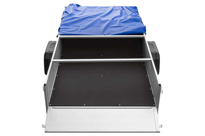 Autoaanhanger met aluminium zijwanden 264x125 Unitrailer Garden 264 KIPP ALU met H-0 frame en blauwe afdekking