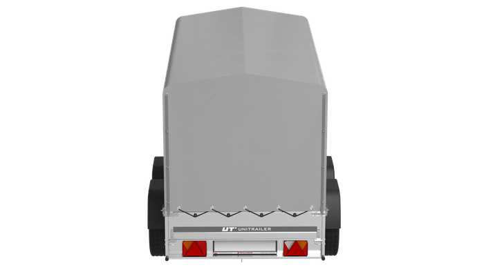 Tweeassige aanhanger 264x125 UNITRAILER GARDEN 264/2 KIPP met H-1100 frame en grijze huif