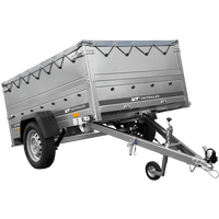 Lichte aanhangwagen op veren 200x125 UNITRAILER GARDEN 201/R KIPP met BIS zijwanden, H-0 frame en grijs zeil