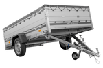 Enkelassige aanhanger met aluminium zijwanden 264x150 Unitrailer Garden 265 KIPP ALU met BIS-zijwanden, H-0 frame en grijze afdekking