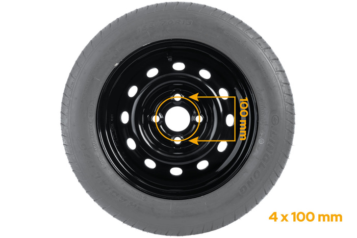 Aanhangwagenwiel BAND LINGLONG 155/70 R13 75N UNITRAILER VELG zwart 4Jx13"H2 4x100 ET:30