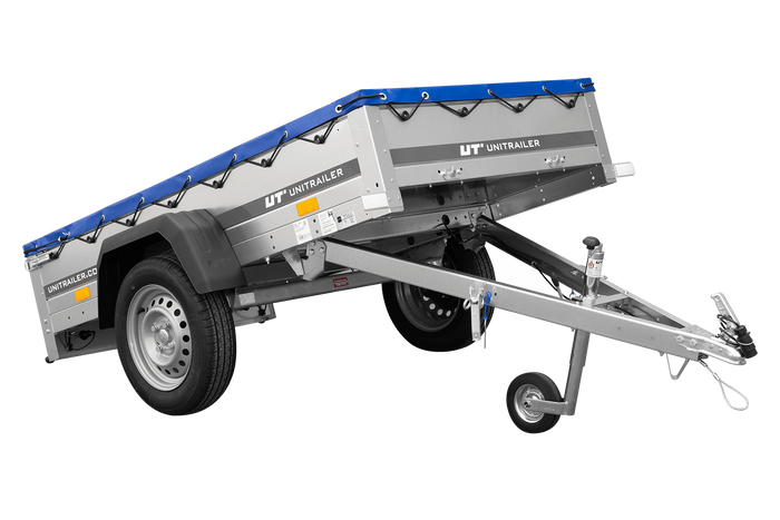 Autoaanhanger 200x106 UNITRAILER GARDEN 200 KIPP met blauwe hoes