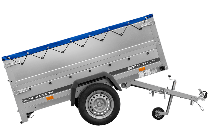 Autotrailer 200x125 UNITRAILER GARDEN 201 KIPP met BIS-zijwanden en blauw dekzeil