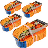Set van vier UNITRAILER 10m/50mm/5t oranje transportbanden met spaninrichting