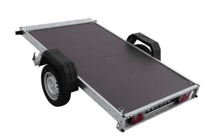 Autotransporter 230x125 UNITRAILER FORCE 230 KIPP met BIS-zijwanden, H-800 frame en grijze afdekking